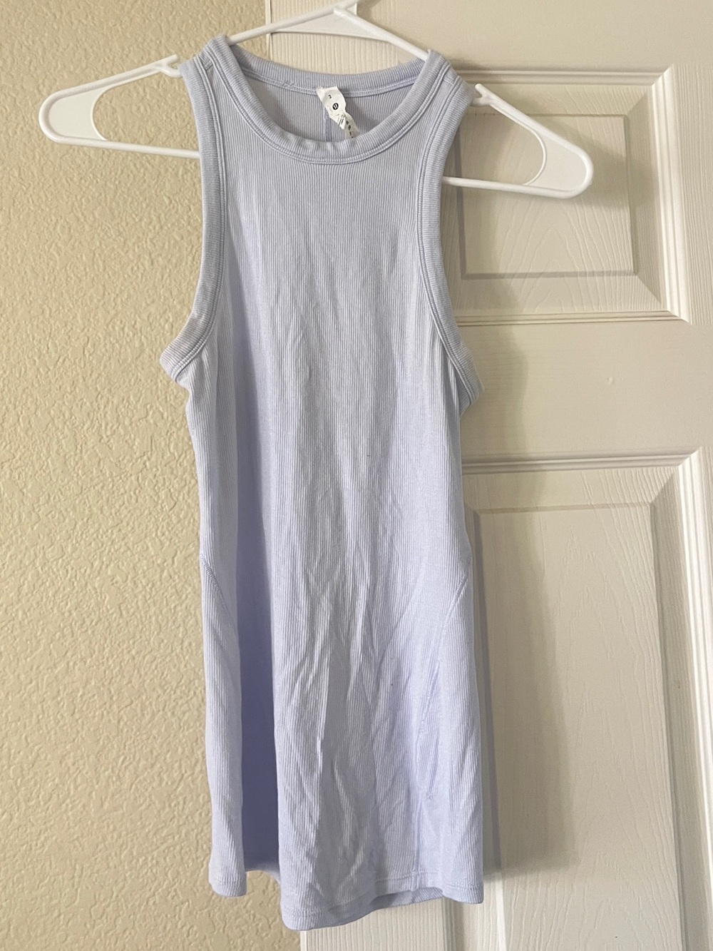 lululemon athletica Pale Blue Ribbed Hold Tight Tank Top